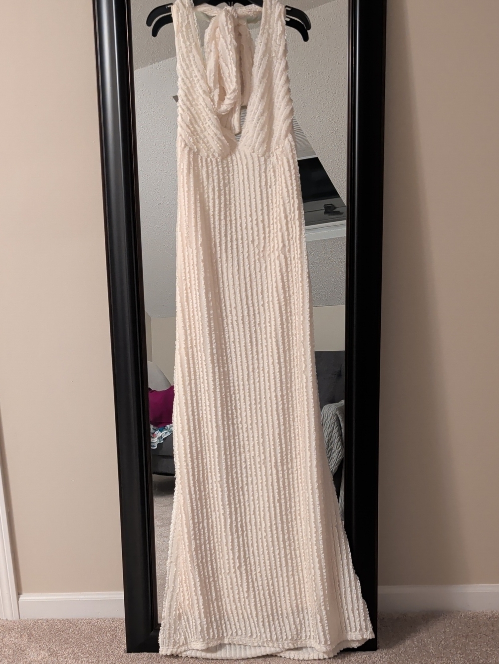 Peppermayo Chantelle Cream Bridal/Wedding Shower Textured Halter Maxi Gown
